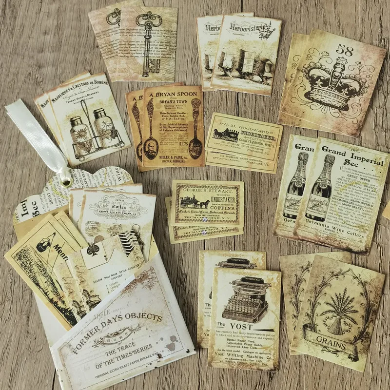 

30 шт. винтажные антикварные предметы, старые следы, декоративные бумажные наклейки, этикетка для скрапбукинга, дневника, канцелярские принадлежности, альбом, дневник нежелательной почты, планировщик