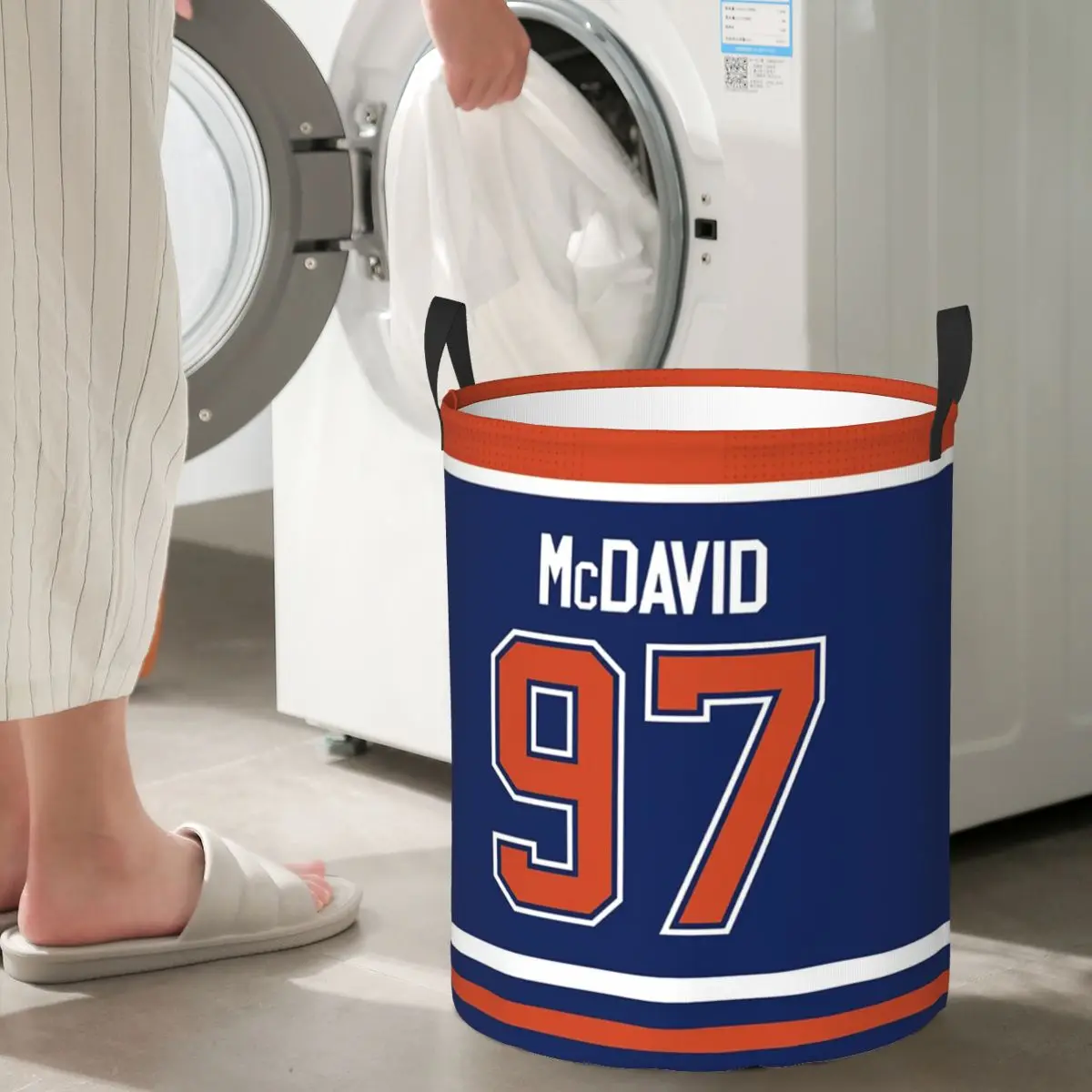 Фото Домашняя футболка Коннора Макдэвида команды Edmonton Oilers, корзина для грязного белья, корзина для хранения мелочей, большая водонепроницаемая коробка №1