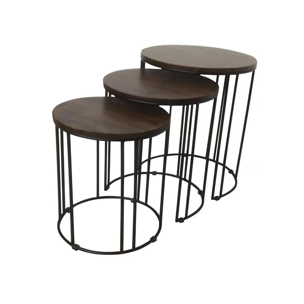 

Mitchell Round Iron and Wood Outdoor Nesting Tables