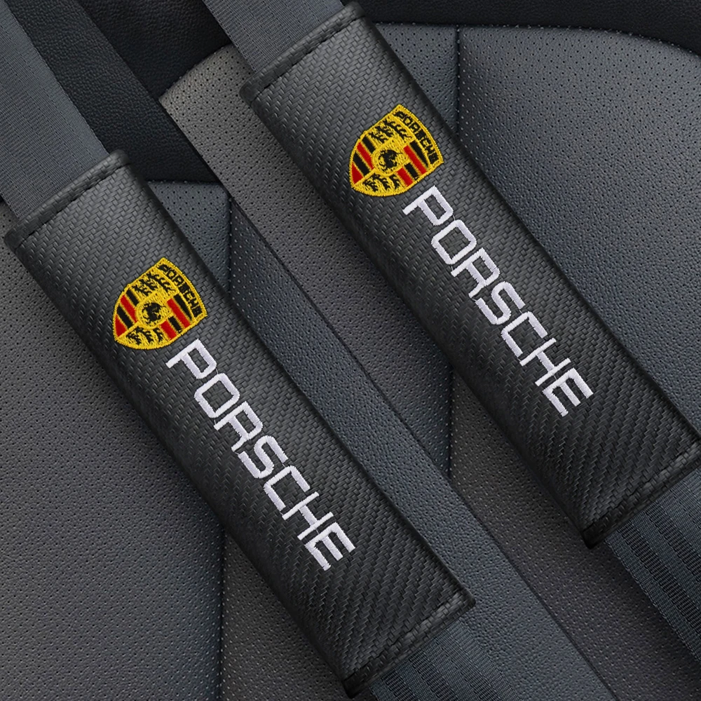 

2pcs Car Safety Belt Cover Protective Strap Accessories For Porsche Cayenne 911 997 996 Macan Panamera