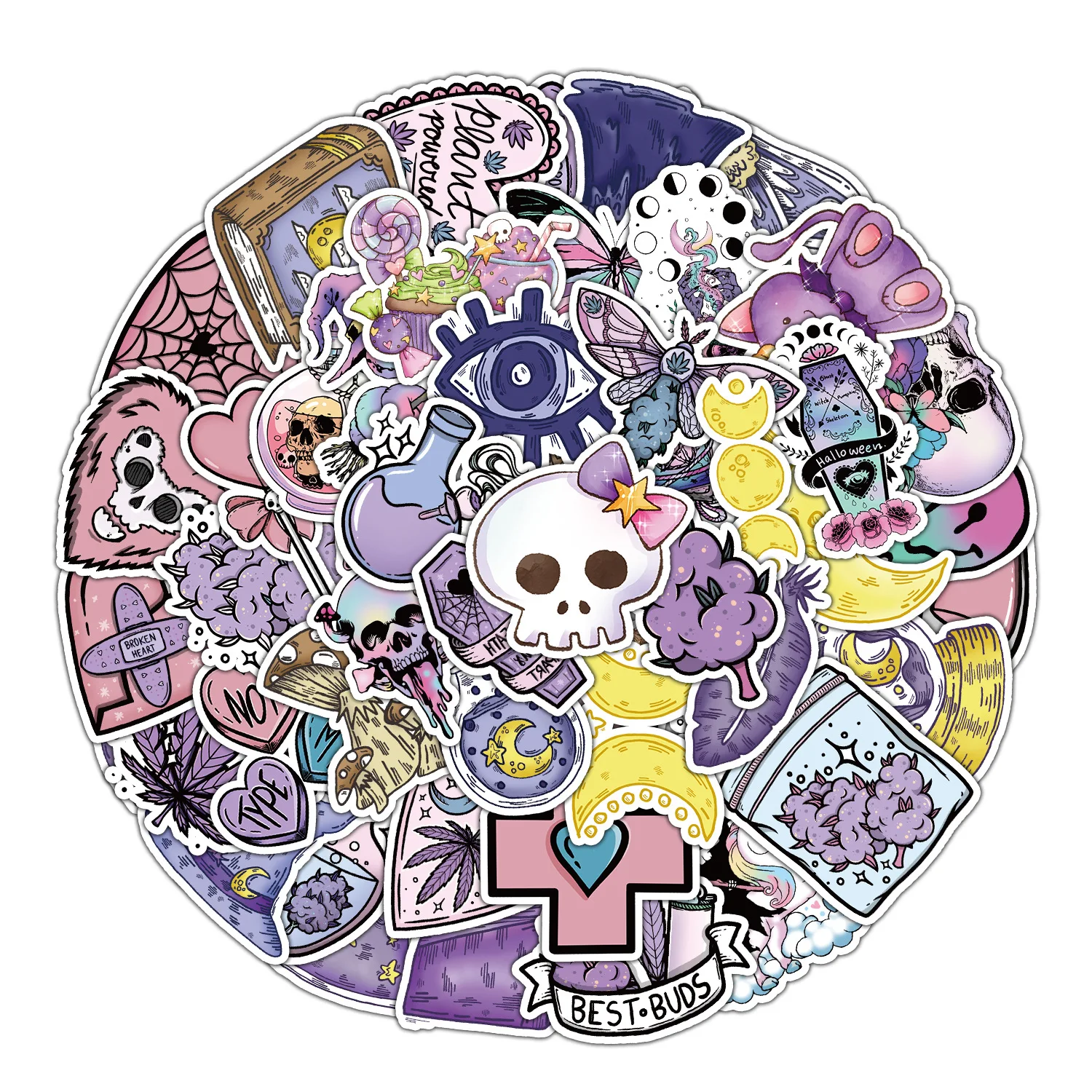 

10/30/50PCS Cool Gothic Magic Witch Horror Stationery Stickers Skull Cartoon Decals for Students Kids Notebook Laptop Fridge Toy