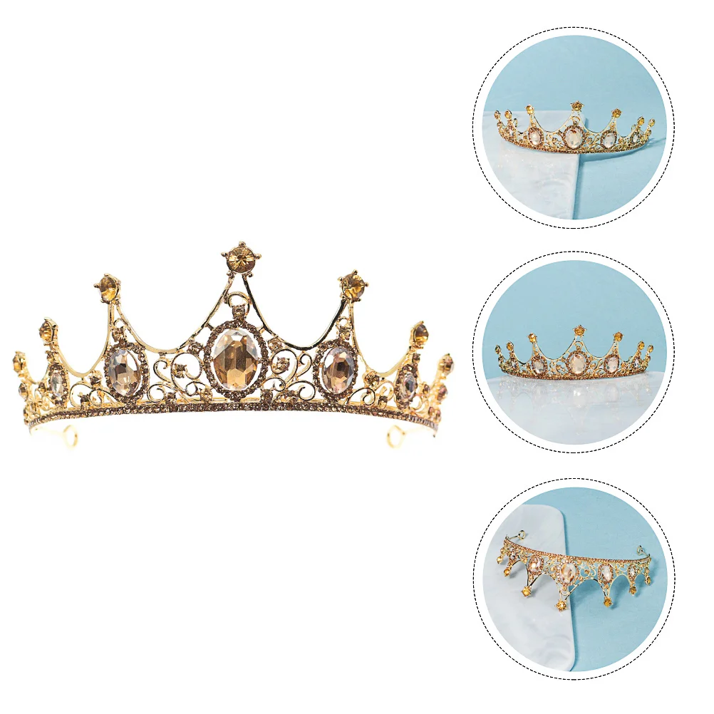 

Wedding Tiaras Rhinestone Baroque Tiara Bridal Hairband Headpiece Headdress Wedding Jewelry Hair Accessories Golden