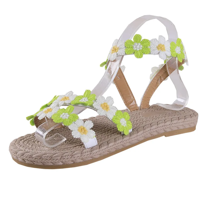 Beach Thin Ribbon Flower Sandal Women Flat Sandals Casual Toe Slipper Sandalias Zapatos Mujer Sapato Feminino Chaussure Femme