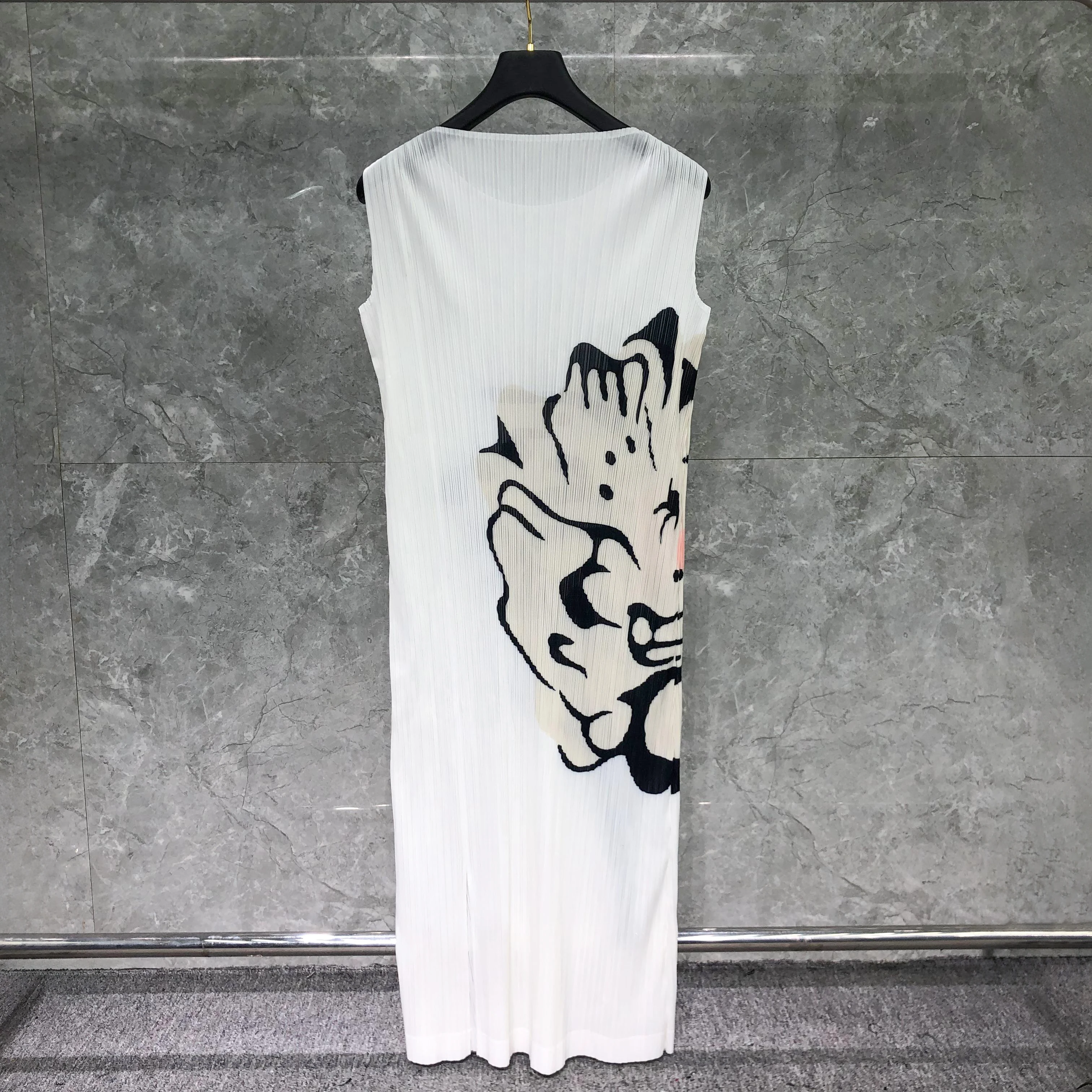 Женское плиссированное платье миаке летнее новое облегающее длинное без рукавов