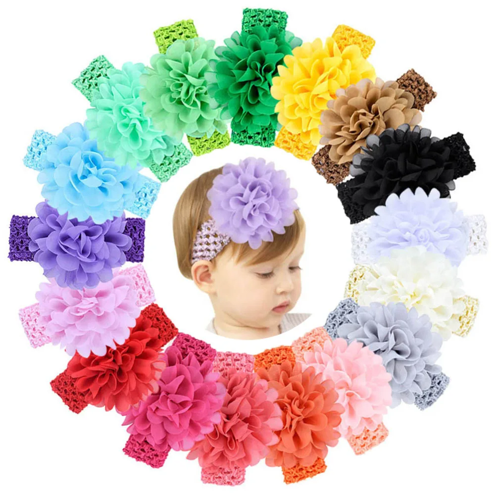 

Fashion Chiffon Mesh Floral Headband Cute Baby Hairband Hair Accessories Solid Color Kids Accessories Headwear