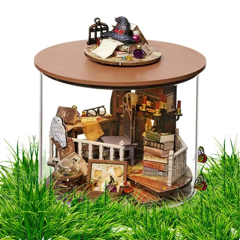 

Набор для изготовления мини-домиков, креативные привлекательные деревянные кукольные домики со светодиодной подсветкой, креативный дерев...