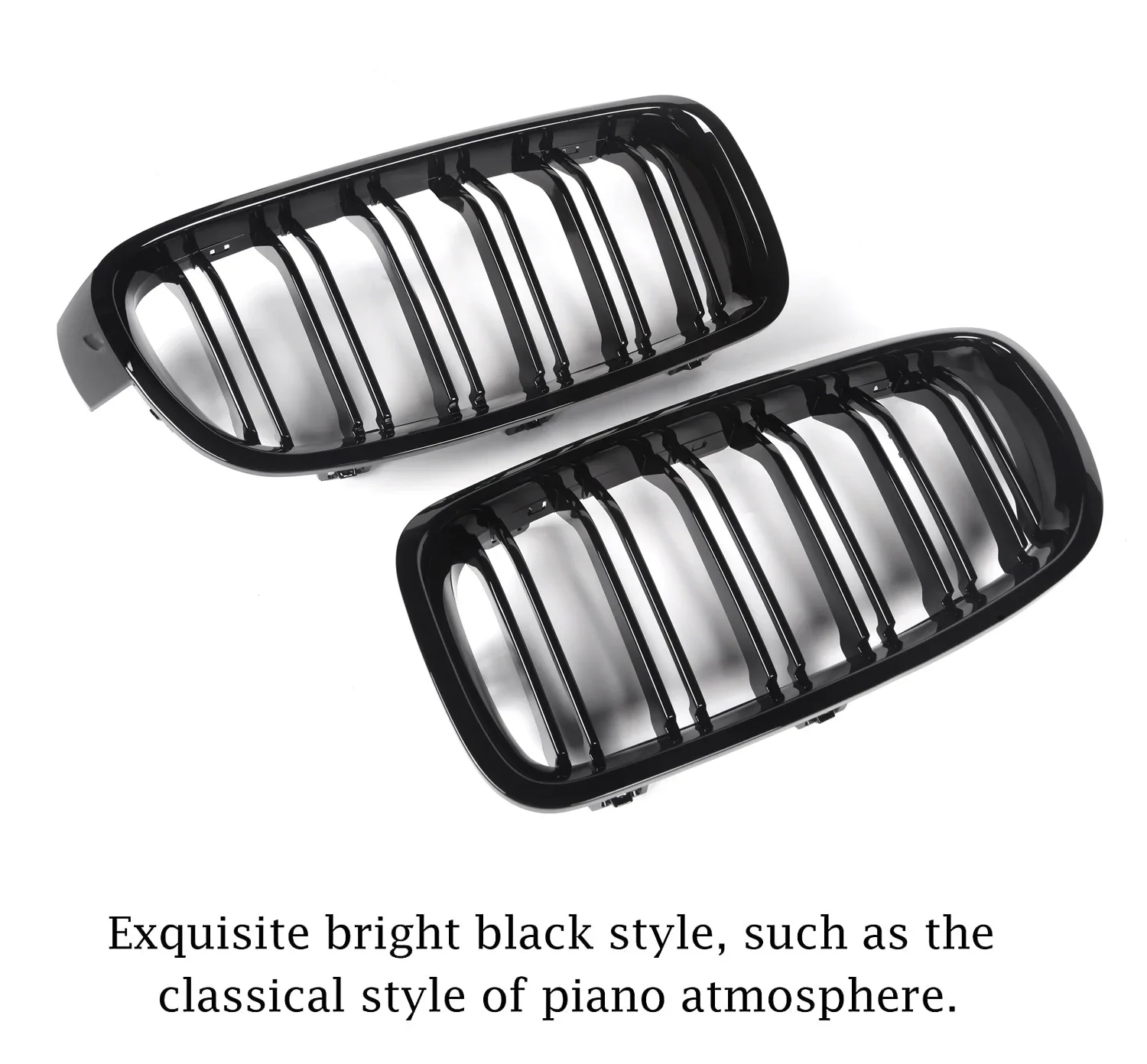 Глянцевая черная 2-платная решетка переднего бампера сменная из АБС-пластика для
