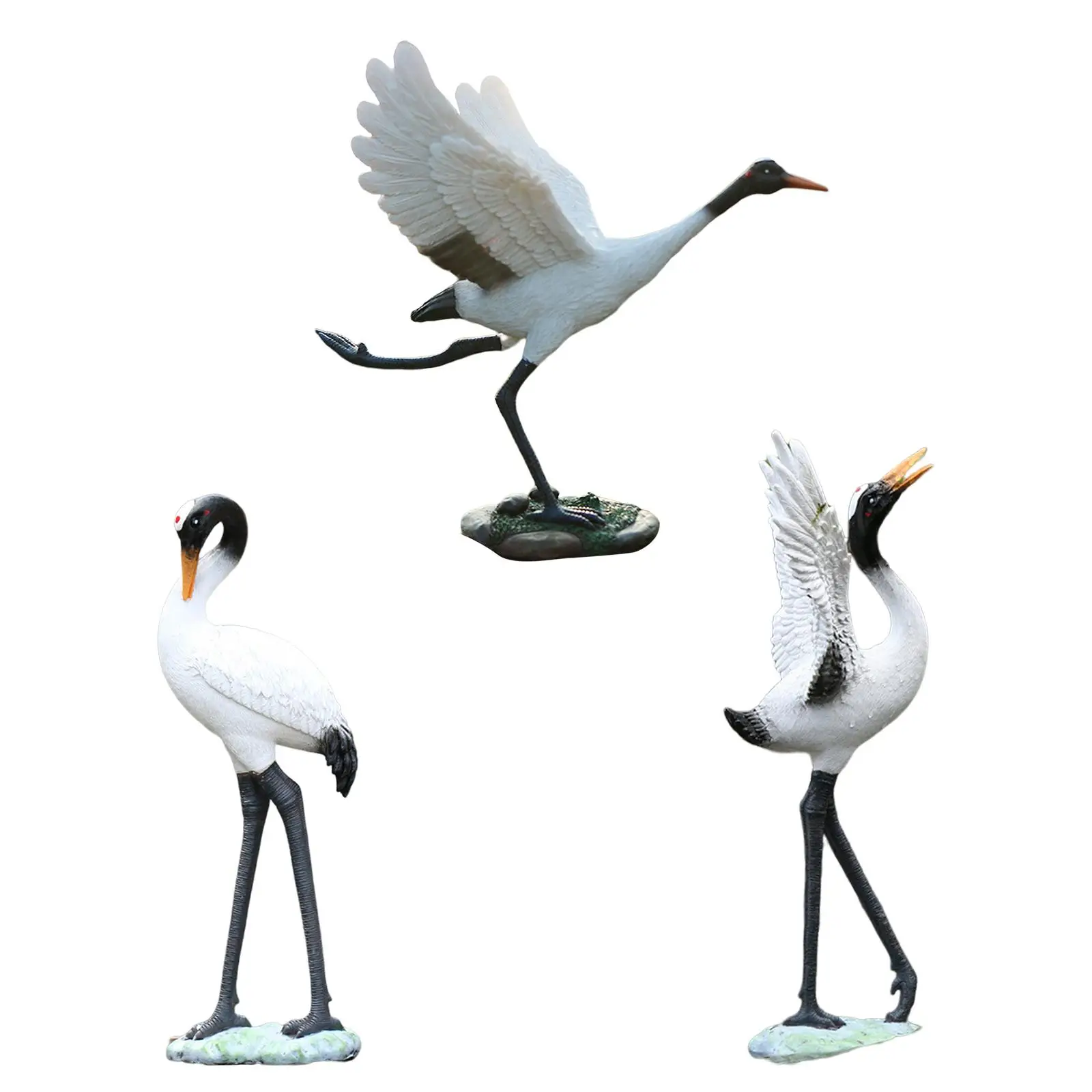 

Outdoor Crane Sculptures Bird Statues for Swimming Pool Pond Porch
