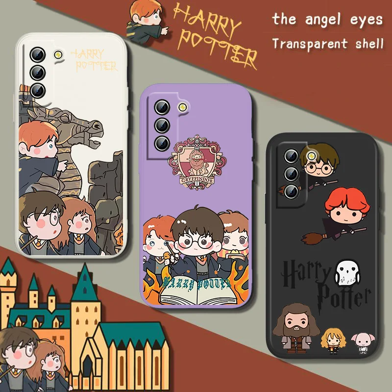 

School of Magic Harryys Potters Wand Phone Case For Samsung Galaxy S10 S20 S21 S22 Pro Plus Lite Note10 Note20 Liquid Rope Cover