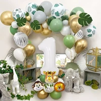 jungle animal balloon gold numberbirthday party decoration kids baby shower baloon 1st birthday party decor