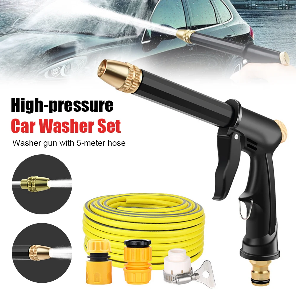 

High-pressure Washer Gun for Car Cleaning Wash Machine with 5-meter Hose Portable Garden Watering Hose Nozzle Foam Water Gun