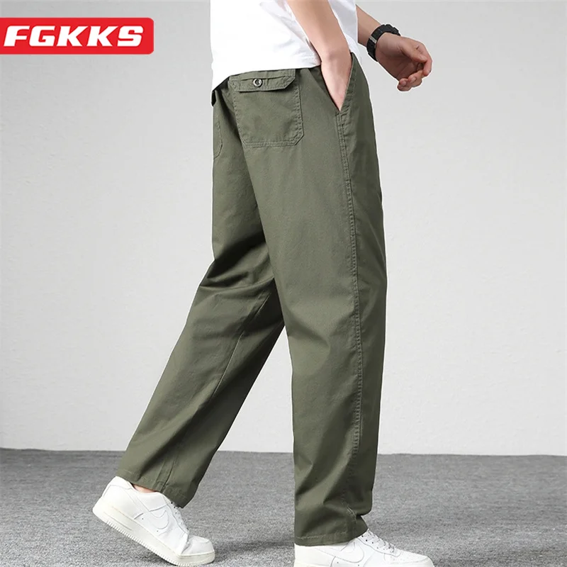 

FGKKS 2023 мужские повседневные брюки хлопок тонкий открытый комбинезон Высокое качество дизайн популярный мульти-карманный комбинезон для мужчин