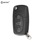 Чехол-книжка KEYYOU для Audi A2, A3, A4, A6, A8, TT, CR2032, складной, с 3 кнопками, корпус автомобильного ключа дистанционного управления и лезвием HAA