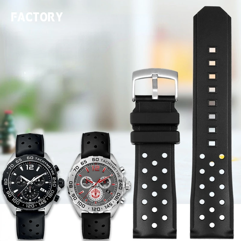 22mm Silicone Watch Strap for Tag Heuer  Racing F1 WAZ2113 Sports Watch Series Accessories Rubber Silicone Men Watch Band