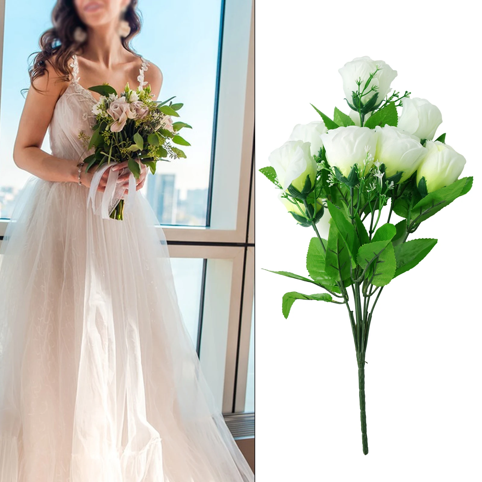 Новинка 10 головок искусственных роз бутон свадебная фотография украшение для