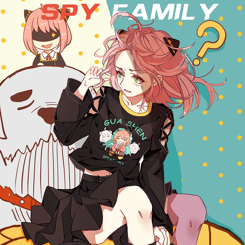 

Костюм для косплея из аниме спайфэнда Аня, свободная Короткая Толстовка с капюшоном и длинными рукавами для молодых девушек Харадзюку, мила...