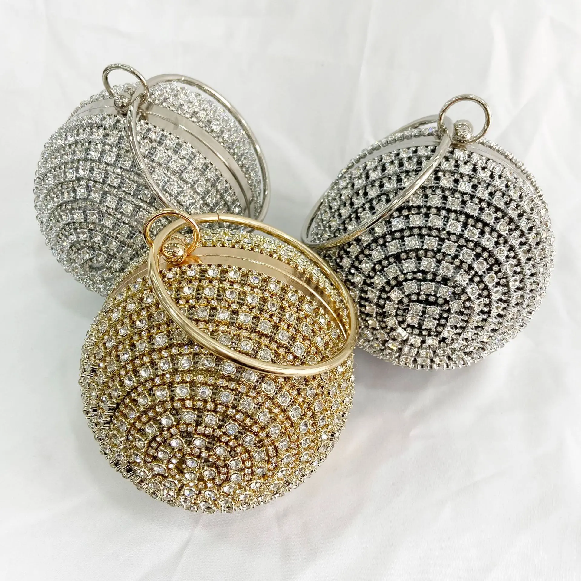 

Diameter 13 cm Ball Shaped Diamond Inlaid Handbag Mini Rhinestone Dinner Bag Women's Shoulder Bag Banquet Round Crossbody Bag