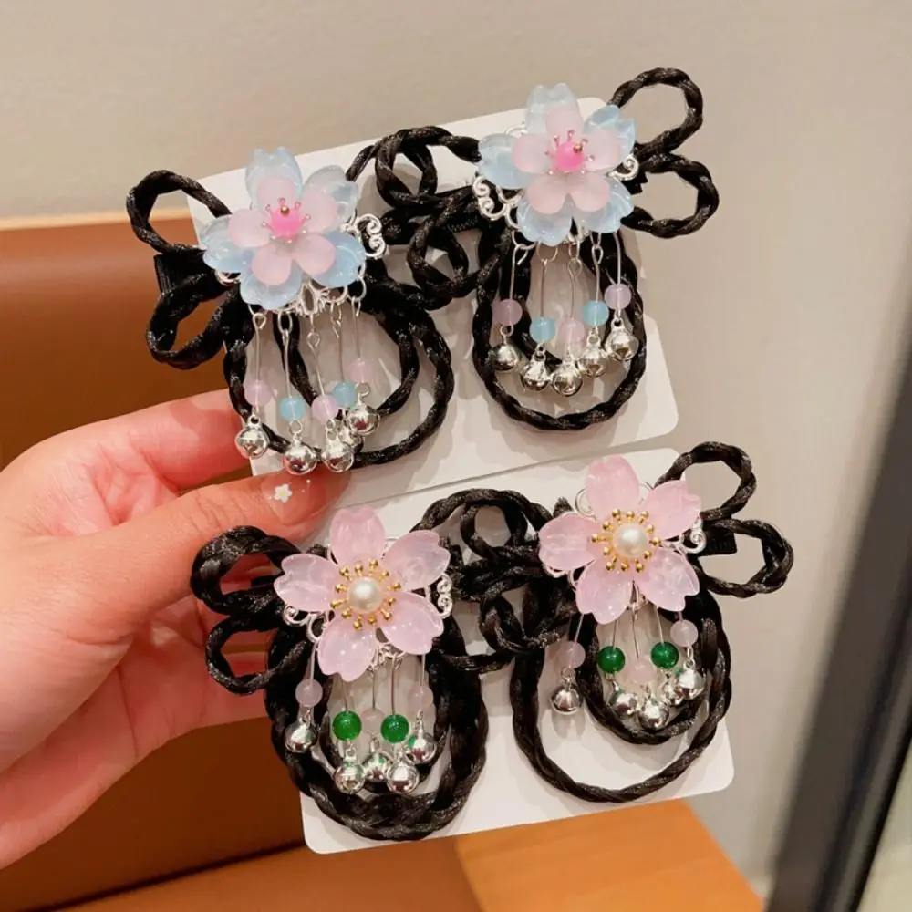 Милый красный детский парик заколка для волос кисточки цветок палочки ханьфу