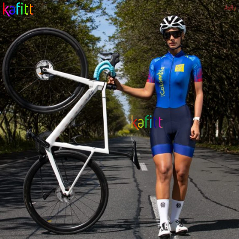 Mono de ciclismo para hombre y mujer, Jersey de bicicleta, ropa de ciclismo para mujer, mono de Colombia, color azul