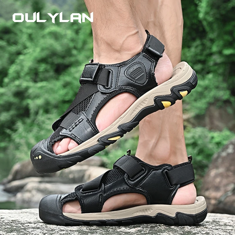 Сандалии мужские Нескользящие пляжная обувь дышащие шлепанцы два применения