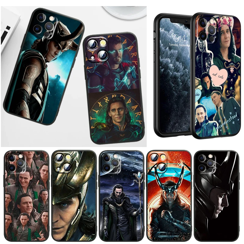 

Marvel cute hero Loki Phone Case for Apple iphone 14 13 12 mini 11 XS XR X 8 7 6 Pro Max Plus Black Soft Cover fundas Shockproof