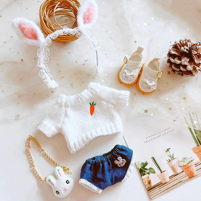 

Для белой плюшевой куклы со звездами и идолом, 20 см, аксессуары для кукол, подарок на день рождения, сменная одежда, игрушки, подарок