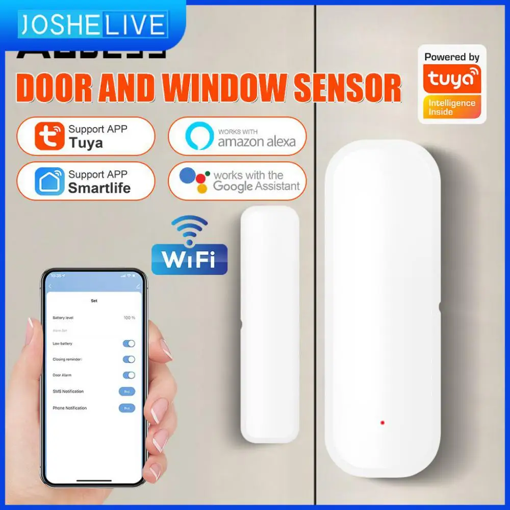 

Wifi Smart Door Sensor Independent Magnetic App Control Open/closed Detectors Smart Life Window Sensor Aubess Tuya Wifi Tuya