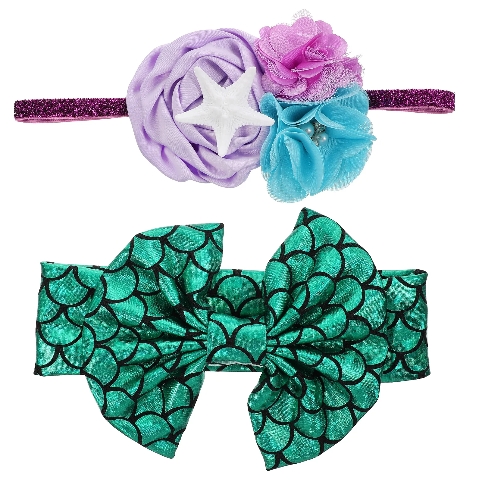 

2 Pcs Children's Elastic Ribbon Cloth Hair Hoop Baby Headband Headgear Bronzing Kids Accessory