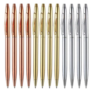 12 Pieces Slim Metallic Ballpoint Ink Metal Pens Mini Conical Ballpoint Pens For Business Students Teachers Wedding