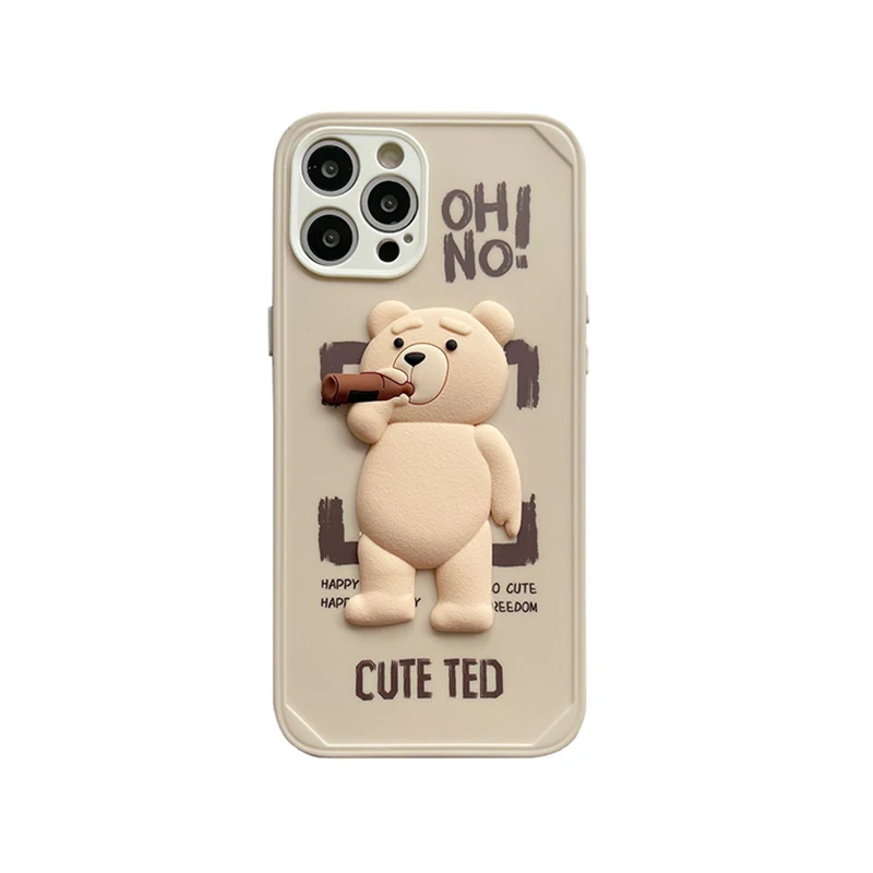 

Cartoon Cubic Bear Silicone Soft Phone Case For Apple Iphone 13 12 11 Se Xs Xr X 7 8 6 Plus Pro Max 2020 Lens Protection Case