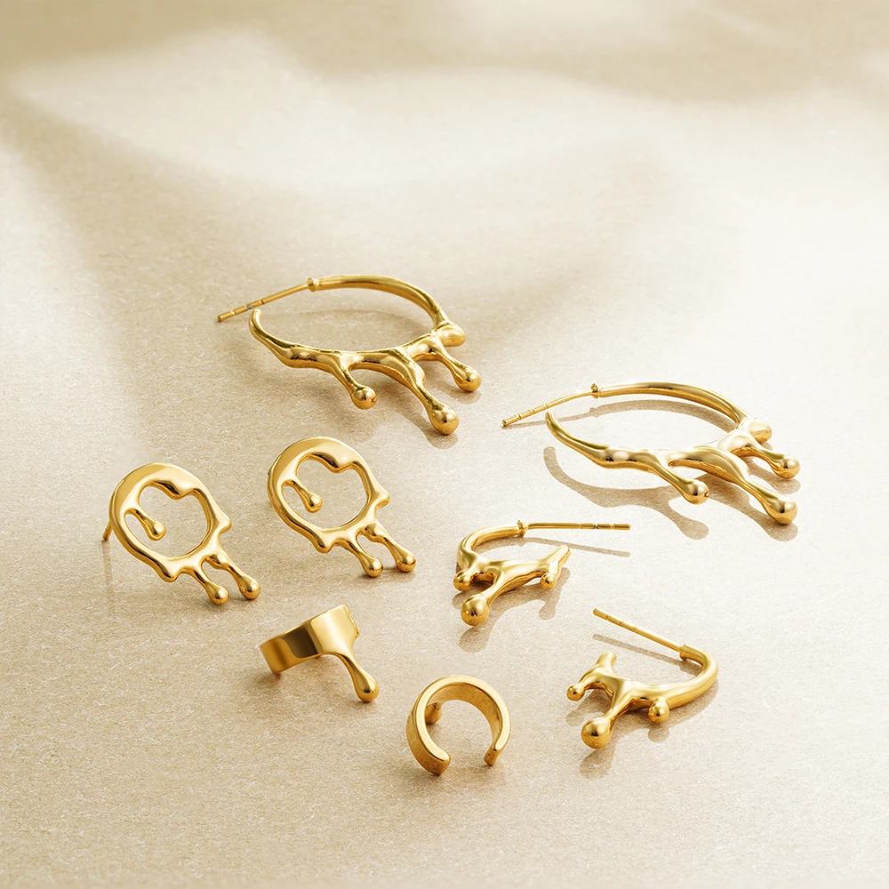 Nowe modne pozłacane kapanie kolczyki koła dla kobiet koło ze stali nierdzewnej możliwość układania w stosy kolczyk do piercingu oświadczenie