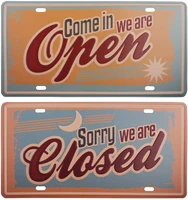 hantajanss open closed license plate metal sign 2 pack retro vintage tin signs for car plate cover garage pub restaurant