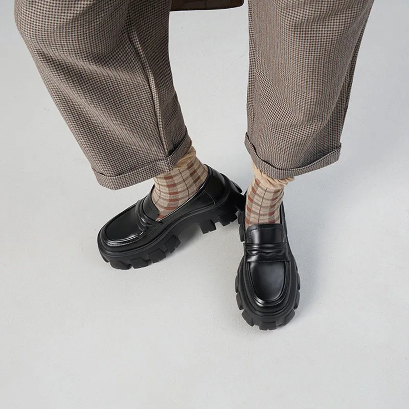 Brand Design Platform Shoes Women 2023 Spring Autumn British Style Punk Shoes Fashion Slip-on Casual Loafers Woman