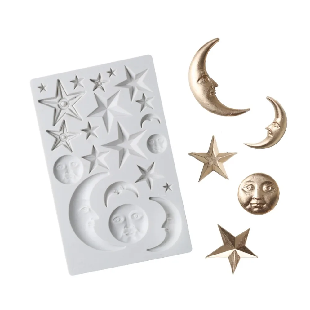 

Moon Star Silicone Chocolate Fondant Mold Sun Face Sugarcraft Soap Mould Cake Baking Tool Kitchen Accessories