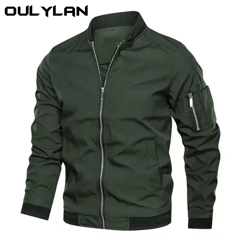 New Jacket Fashion Fall Men's stand-up collar Youth jacket Lightweight sport Trench coat zipper with pockets