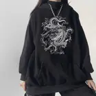 Толстовка женская с капюшоном, винтажный свитшот в стиле хип-хоп, уличный пуловер в стиле Харадзюку, с принтом китайского дракона, большие размеры