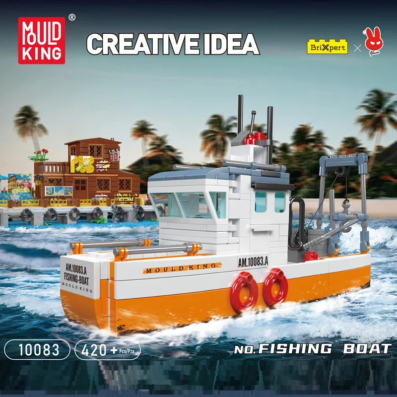 Строительный блок Mould King 10080 10081 10082 спасательная лодка пожарная для рыбалки