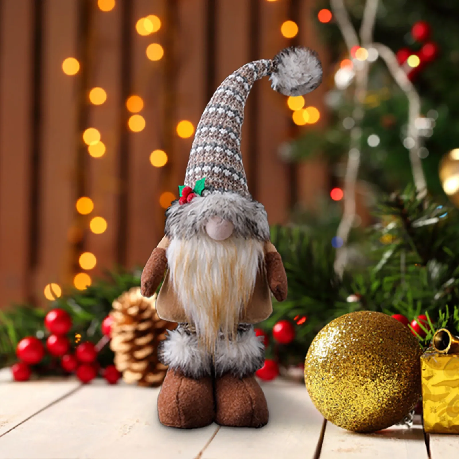 Праздничные рождественские лыжи эльфа гном с диодным освещением декоративная