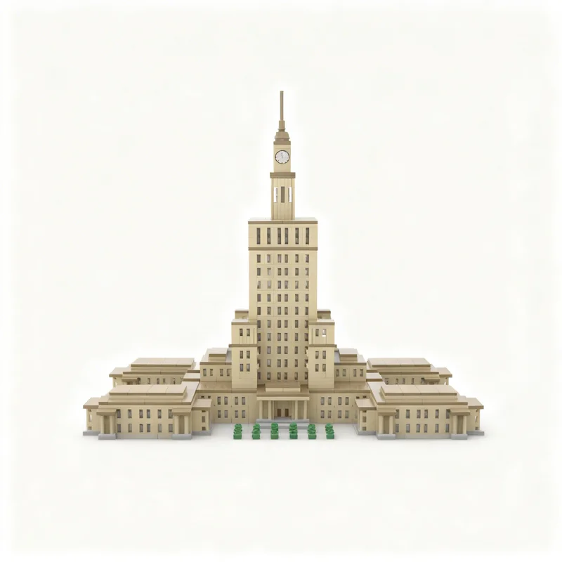 3558 деталей MOC: Модель Архитектурного комплекса «Дворец культуры и науки» в Варшаве, конструктор, игрушка, подарок, креативный коллекционный предмет для демонстрации на столе (art.: 3920d905465ff) - 3920d905465ff