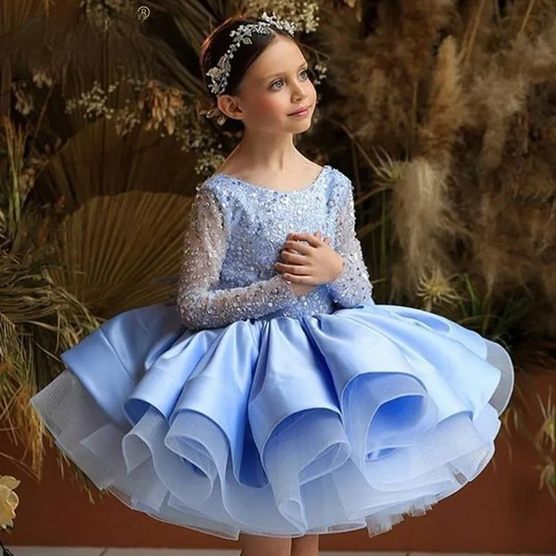 

Детское Сетчатое платье-пачка с длинным рукавом, с блестками