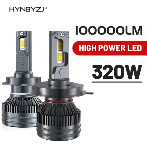 HYNBYZJ H7 H4 H11 Светодиодная фара 320 Вт высокой мощности H1 H8 H9 HB4 HB3 9005 9006 9012 Турбо-лампа 6000K Белый автомобильный свет
