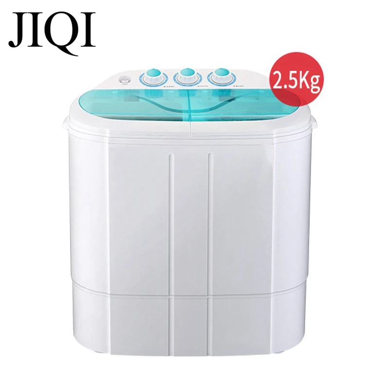 JIQI 2.5kg Household Washing Machine Double-barrel Electric Clothes Washer Underwear Cleaner With Dryer Bucket Laundry Tool 220V