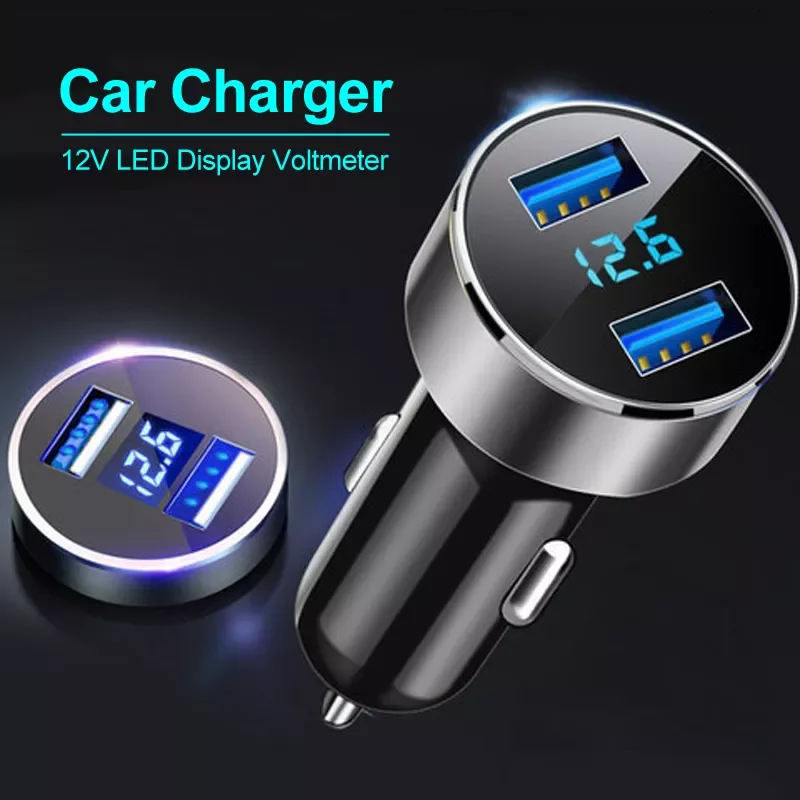 

12V LED Display Voltmeter Car Charger for Cigarette Lighter in The Car Mobile Phone Charger Smart Dual USB Fast Charging Adapter