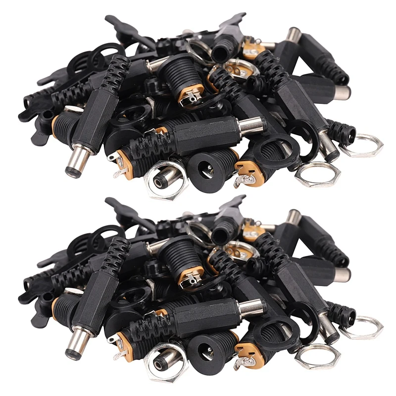 

30 Sets 5.5X2.1Mm DC Power Connector Male Female Dc Socket Jack + Short Plug + Waterproof Cap