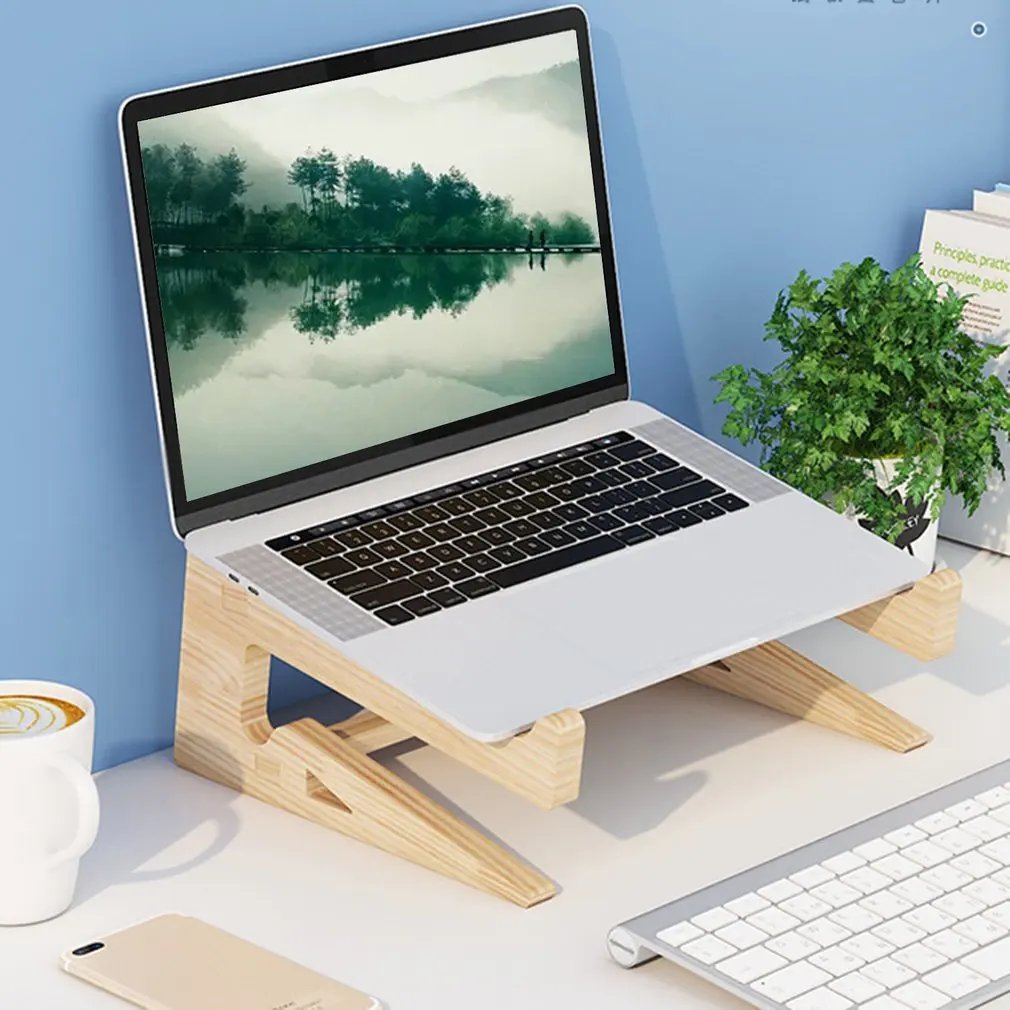 

Universal Wood Laptop Stand For Desk 10-15 inch for Macbook Air Pro IPad Storage Detachable Wooden Notebook Holder Accessories