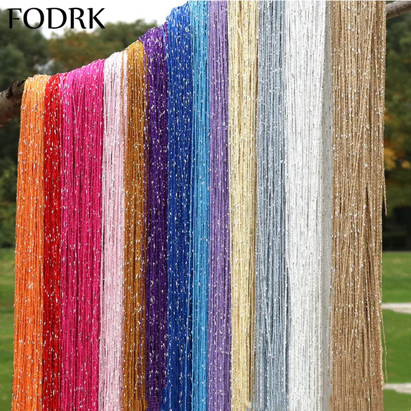 

1x2m Curtains for The Room Glitter Luxury Bedroom Decoration Tulle Set Door Divider Window Home Wedding Decor Wall Silver Ribbon