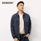 KUEGOU 2022 синяя Повседневная куртка на молнии для мужчин и пальто Верхняя одежда Японская уличная одежда Тактическая Военная винтажная одежда 8827