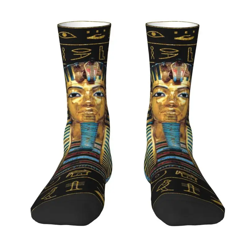 

Ancient Gold Pharaoh Egypt King Tut Dress Socks for Men Women Warm Fashion Novelty Egyptian Hieroglyphic Crew Socks