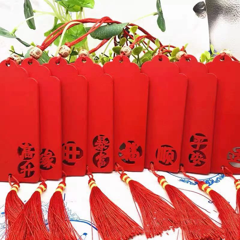 

2Pcs Wooden Long Wishing Sign and Blessing Scenic Area Temple Message Hanging Decoration Small Gold List Title Can