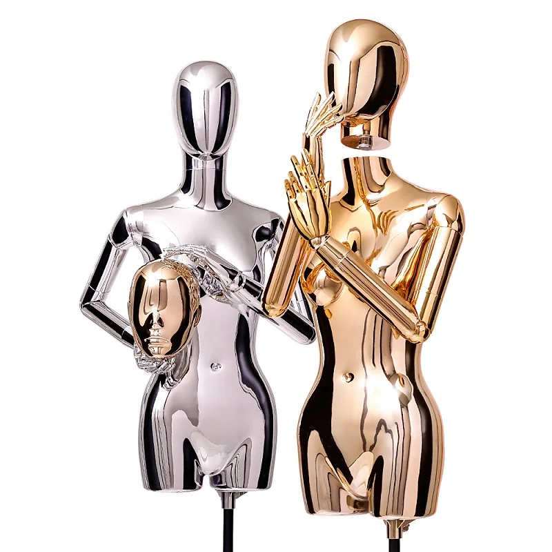 High Quality Electroplated Golden and Silver Full Body Mannequin Half Body Sitting Dummy Model for Window Fashion Display